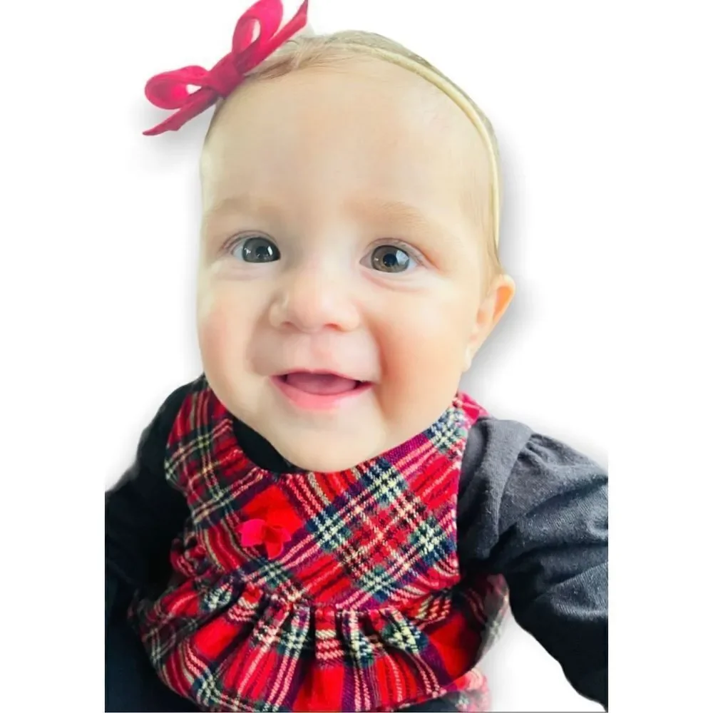 Baby Girls Koala Baby Plaid Holiday Jumper Dress - Sz 0-3 mo